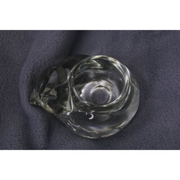 Avon Cat Votive Candle Holder Clear Glass Curled Sleeping Vintage 91292 - Picture 3 of 5